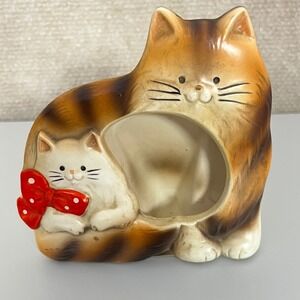 Vintage Made in Japan Kitchy Cats‎ Slide In Ceramic Photo Frame